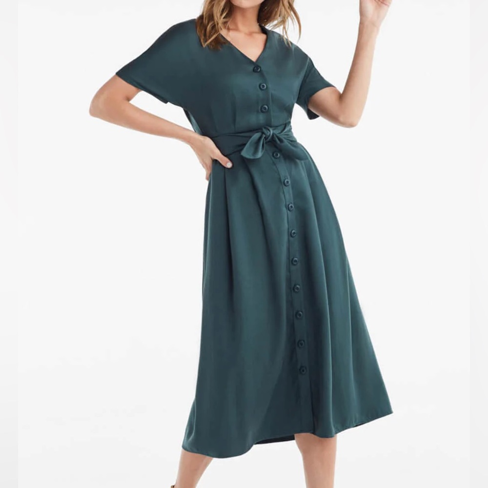 VETTA The Two Piece Midi Dress in Emerald (2)